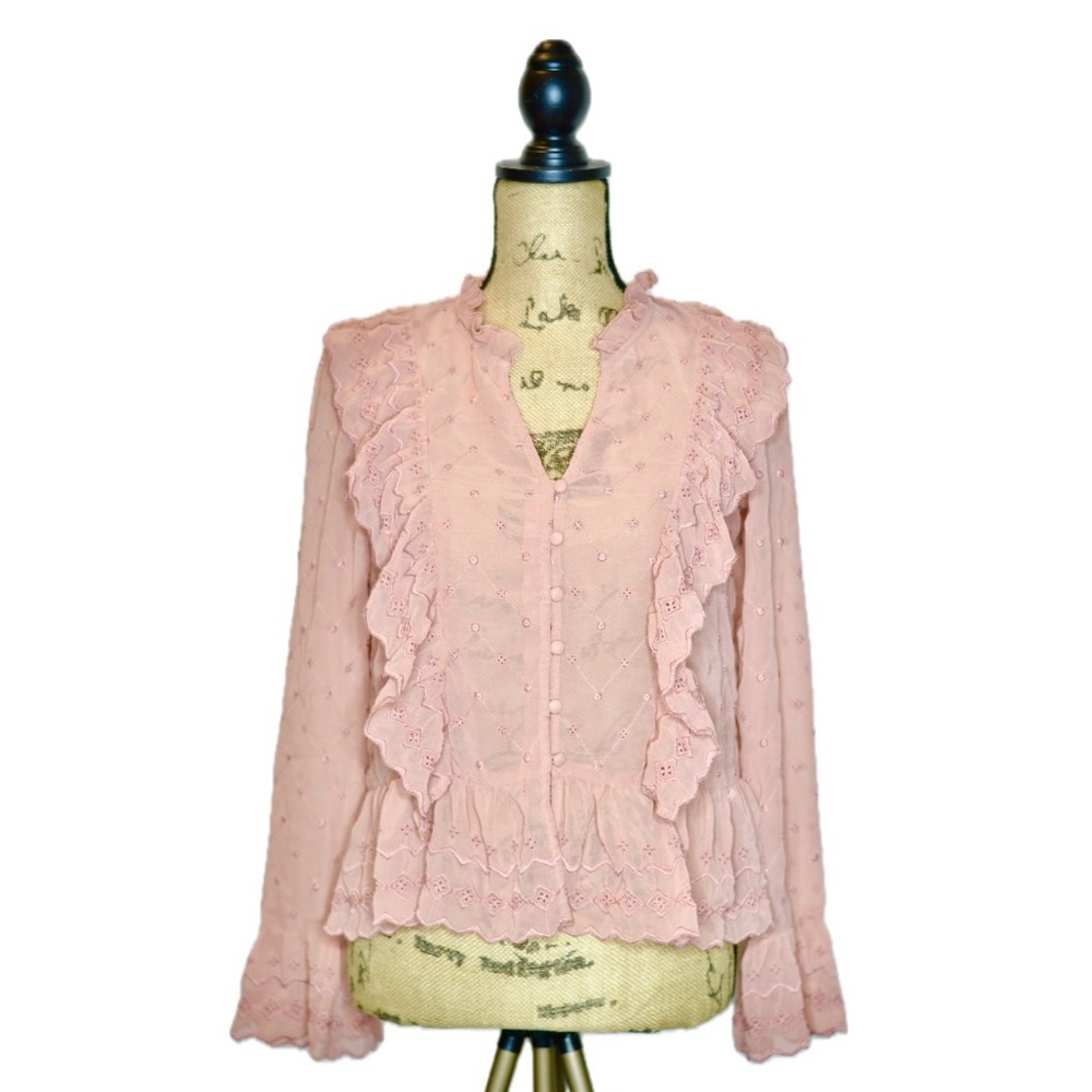 H&M Dusty Rose Ruffled Blouse